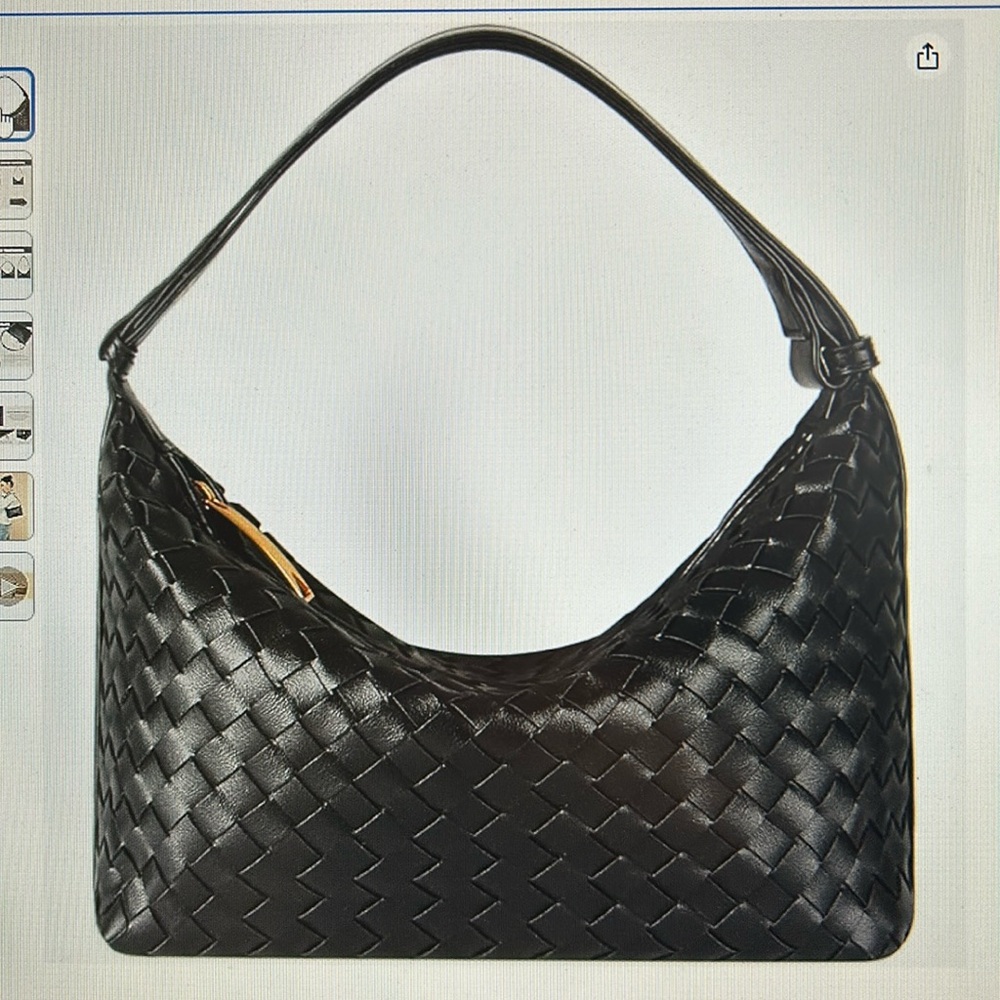 NWOT- Black Woven shoulder Handbag - brand new